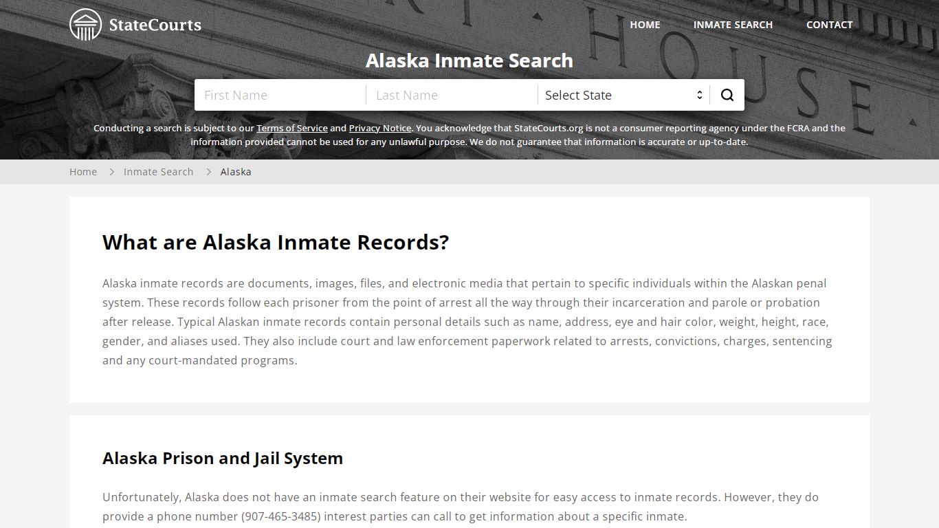 Alaska Inmate Search, Prison and Jail Information - StateCourts